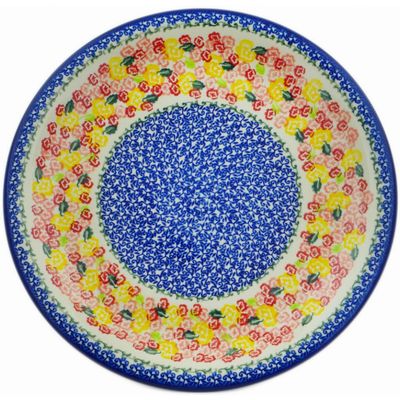 Polmedia Polish Pottery Serving Plate - Starburst Blooms Pattern Handmade in Boleslawiec Poland by Ceramika Bona + Certificate of Authenticity