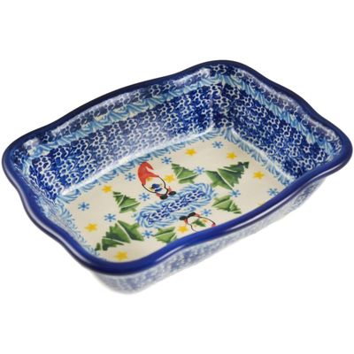 Polmedia Polish Pottery Rectangular Baker - Twinkle Twinkle Little Gnome Pattern Handmade in Boleslawiec Poland + Certificate of Authenticity