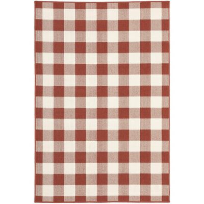 HomeRoots 507131 9 x 13 ft. Red Geometric Stain Resistant Indoor & Outdoor Area Rug
