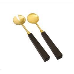212 Main Stainless Steel Salad Servers with White & Grey Stone Handles Set of 2