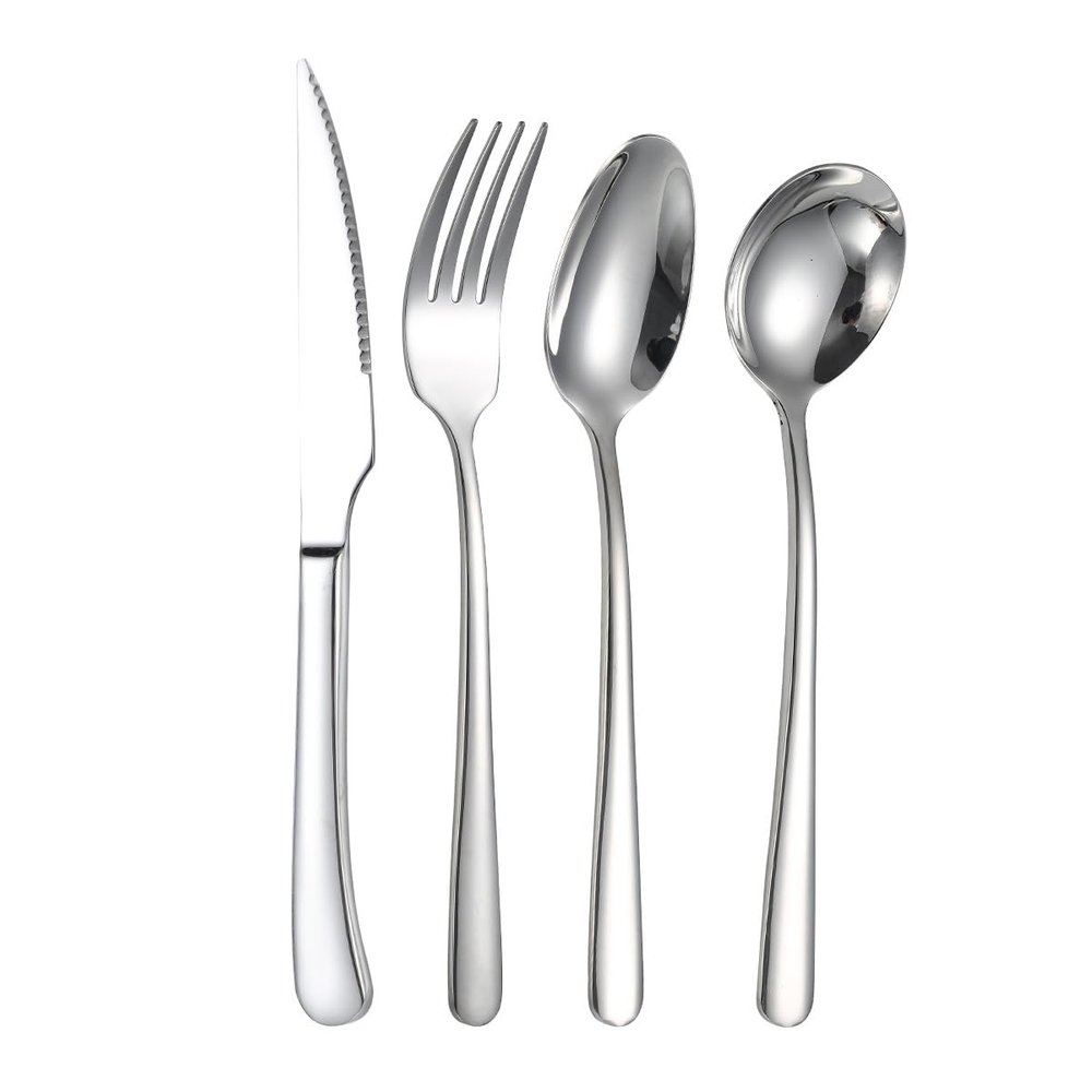 GOODJAYVEN Silverware Flatware Set, 4/16/24/32/40/48 Pieces Thickened 304 Stainless Steel Cutlery Set Hotel Steak Knife Spoon Fork Cutlery(Size:32 Pieces)