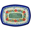 Polmedia Polish Pottery Rectangular Baker - Ring Of Meadow Flowers Pattern Handmade in Boleslawiec Poland by Ceramika Bona + Certificate of Authenticity view 2