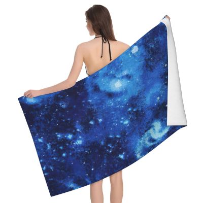 QHWLR Blue Universe Space Galaxy Print Microfiber Absorbent Beach Towel Yoga Gym Sports,Travel Camping (52" x 32")