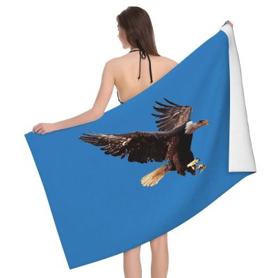 QHWLR Eagle Print Microfiber Absorbent Beach Towel Yoga Gym Sports,Travel Camping (52" x 32")