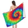 QHWLR Tie Dye Hippies Print Microfiber Absorbent Beach Towel Yoga Gym Sports,Travel Camping (52" x 32") view 1