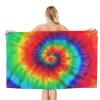 QHWLR Tie Dye Hippies Print Microfiber Absorbent Beach Towel Yoga Gym Sports,Travel Camping (52" x 32") view 2