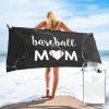 TIPKMRLE Baseball Mom Beach Towel Large Quick Drying Sand Free Beach Towel, for Beach, Swimming Pool, Camping, Black view 1