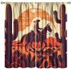 Western Darkening Window Drapes Wild West Cowboy Desert Cactus Sunset Rod Pocket Blackout Grunge Design Curtains for Bedroom Living Room Decor 63" W X 63" L view 1