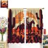 Western Darkening Window Drapes Wild West Cowboy Desert Cactus Sunset Rod Pocket Blackout Grunge Design Curtains for Bedroom Living Room Decor 63" W X 63" L view 3