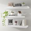 Kultilanda Floating Shelves 24 Inch Wall Shelf Solid Wood Mounted Storage for Bedroom Living Room Set of 3, White Wall Shelves view 1