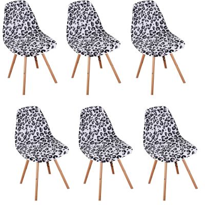 BSYMDH 6PCS Printed Shell Chair Covers Mid Century Modern Dining Chair Covers Shell Chair Cover Lounge Armless Chair Cover Armless Chair Protector Stretch Slipcovers for Dining Room,01