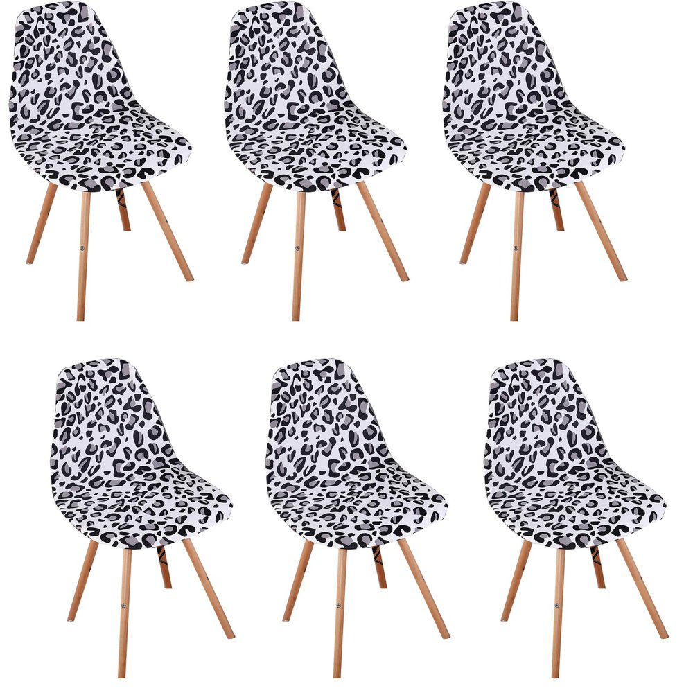 BSYMDH 6PCS Printed Shell Chair Covers Mid Century Modern Dining Chair Covers Shell Chair Cover Lounge Armless Chair Cover Armless Chair Protector Stretch Slipcovers for Dining Room,01