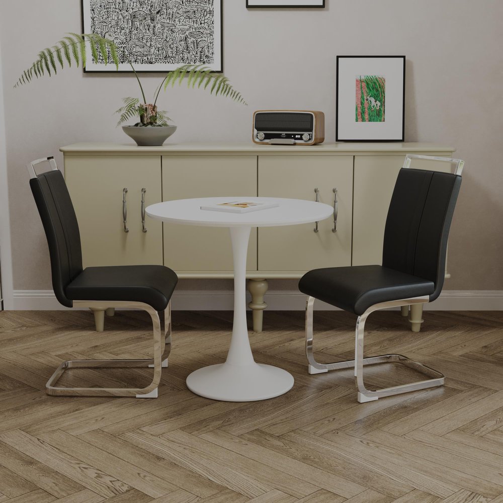 Hilknen Round Kitchen Table and Chairs Set, Dining Room Round Table Set for 2, Modern 31.5'' Dining Table Set, 3 Piece Round Dining Table Set for Dining Room & Coffee Shop & Small Spaces