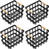 Large Metal Farmhouse Baskets,4 Packs Pantry Storage Baskets,Matte Black Food Organizer Storage Bin Basket with Wood Handles for Kitchen Cabinets Shelf Pantry view 1
