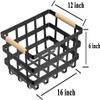 Large Metal Farmhouse Baskets,4 Packs Pantry Storage Baskets,Matte Black Food Organizer Storage Bin Basket with Wood Handles for Kitchen Cabinets Shelf Pantry view 4