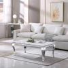 Kootlena 47" Rectangle Marble Coffee Table, Luxury White Marble Center Table with Silver Mirror Finish Stainless Steel Legs, Elegant Coffee Table Cocktail Table for Living Room Office view 1