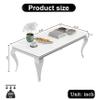 Kootlena 47" Rectangle Marble Coffee Table, Luxury White Marble Center Table with Silver Mirror Finish Stainless Steel Legs, Elegant Coffee Table Cocktail Table for Living Room Office view 2