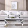 Kootlena 47" Rectangle Marble Coffee Table, Luxury White Marble Center Table with Silver Mirror Finish Stainless Steel Legs, Elegant Coffee Table Cocktail Table for Living Room Office view 3