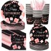 Sunnychicc 50 Guests Happy Retirement Party Paper Plates Napkins and Cups view 1