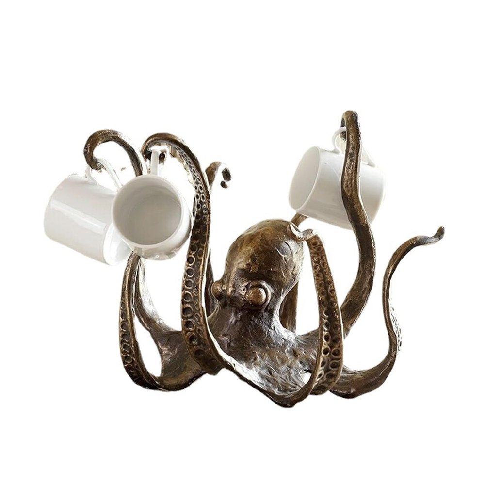 Whbbbj Octopus Mug Holder, Vintage Nautical Octopus Cup Holder, Retro Octopus Desktop Statue, Funny Octopus Cup Holder, Jewelry Necklace Pendant Holder, for Counter Table Dining Living Room Ornament