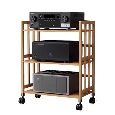 CHZDPP 3-Tiers Audio Rack Cabinet with Adjustable Shelf, Mobile Corner TV Stand/Record Player Stereo Cabinet, Entertainment Stereo Components Rack(Size:55cm/21.7in)