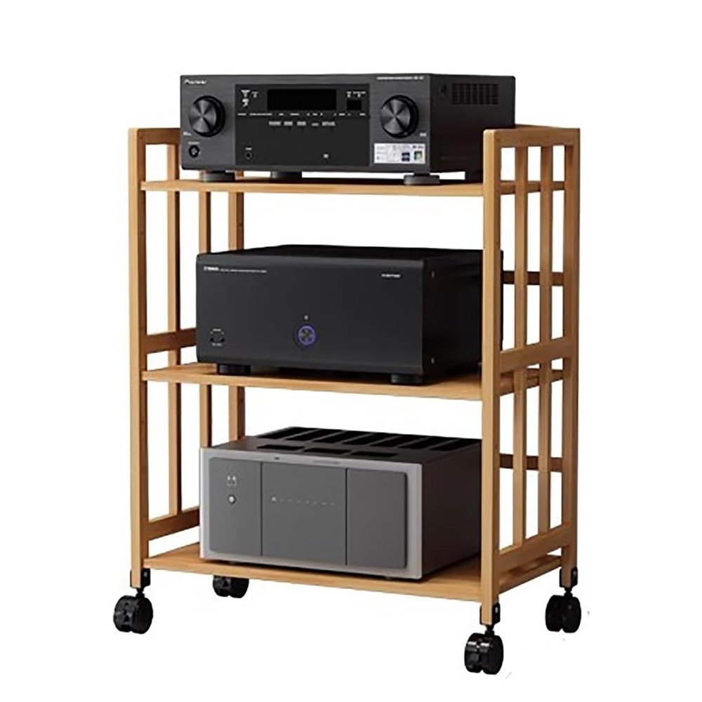 CHZDPP 3-Tiers Audio Rack Cabinet with Adjustable Shelf, Mobile Corner TV Stand/Record Player Stereo Cabinet, Entertainment Stereo Components Rack(Size:55cm/21.7in)