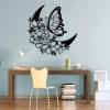 Butterfly & Moon Metal Wall Art - Unique Metal Artwork for Home DcorMoon Over the Bed DecorMetal Butterfly Wall Decor,Metal Moon Wall Decor (Butterfly & Moon-black-black, 39"x 39"/100x100 cm) view 1
