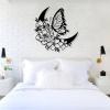 Butterfly & Moon Metal Wall Art - Unique Metal Artwork for Home DcorMoon Over the Bed DecorMetal Butterfly Wall Decor,Metal Moon Wall Decor (Butterfly & Moon-black-black, 39"x 39"/100x100 cm) view 2