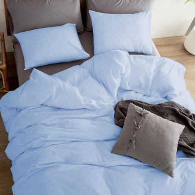 1Pcs 100% Egyptian Cotton Duvet Cover 1000 TC Soft Smooth Hotel Luxury Bedding Duvet Cover with Zipper Closure and Corner Ties Super King Size (116" x 98") Inch, Light Blue Solid