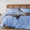 1Pcs 100% Egyptian Cotton Duvet Cover 1000 TC Soft Smooth Hotel Luxury Bedding Duvet Cover with Zipper Closure and Corner Ties Oversized Queen Size (98" x 98") Inch, Light Blue Stripe view 4