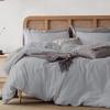 3Pcs 100% Egyptian Cotton Duvet Cover Set 1000 TC Soft Smooth Hotel Luxury Bedding Duvet Cover with Zipper Closure and Corner Ties Super King Size (116" x 98") Inch, Silver Solid view 3
