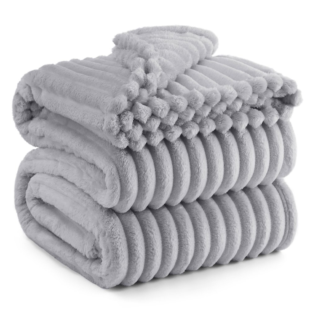 Bedsure GentleSoft California King Size Blanket for Bed - Cozy Soft Blankets for Women, Cute Large Throws for Girls, Light Grey, 102x96 Inches