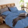 3Pcs 100% Egyptian Cotton Duvet Cover Set 1000 TC Soft Smooth Hotel Luxury Bedding Duvet Cover with Zipper Closure and Corner Ties Oversized Queen Size (98" x 98") Inch, Medium Blue Solid view 2