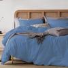 3Pcs 100% Egyptian Cotton Duvet Cover Set 1000 TC Soft Smooth Hotel Luxury Bedding Duvet Cover with Zipper Closure and Corner Ties Oversized Queen Size (98" x 98") Inch, Medium Blue Solid view 3