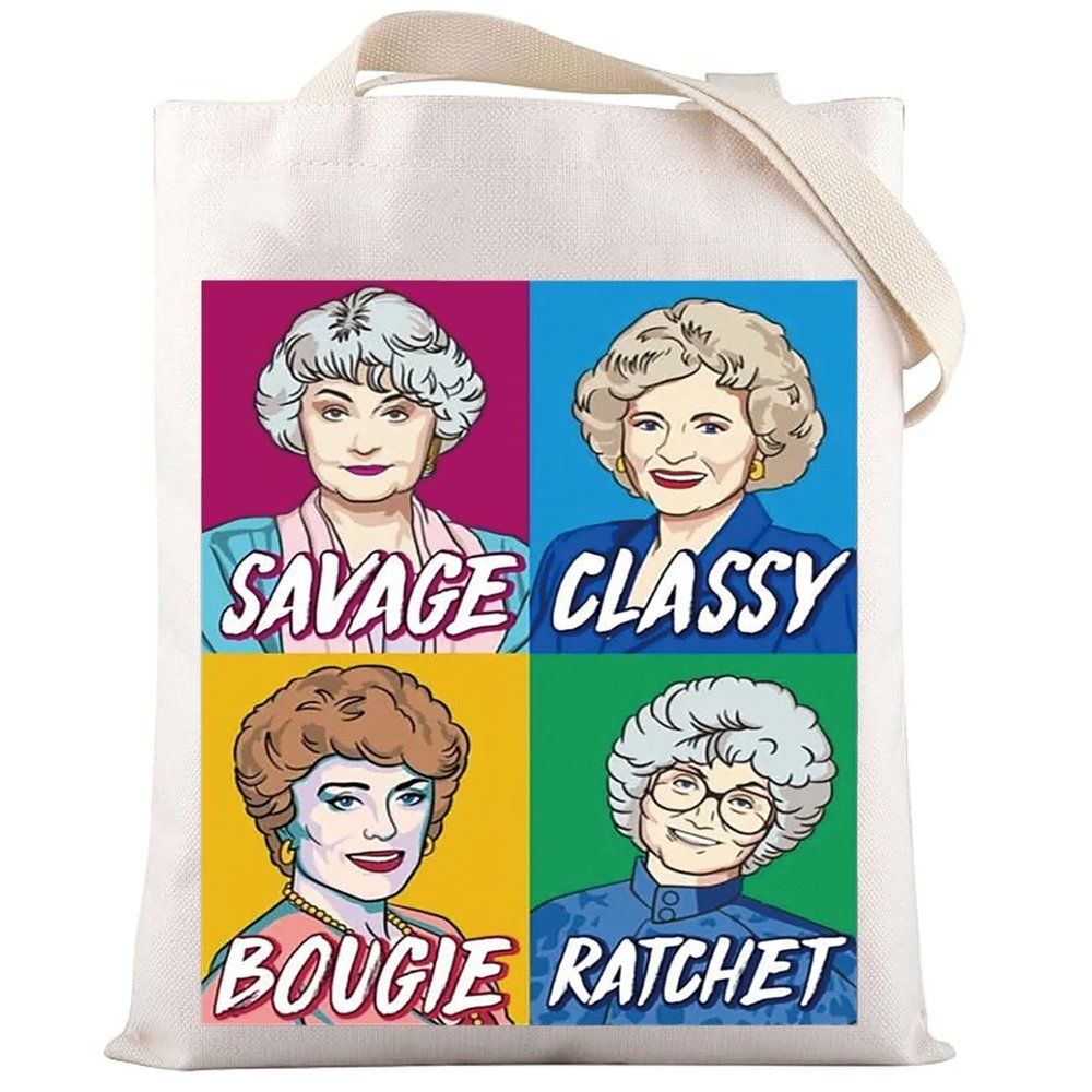 LEVLO Rose & Dorothy Tote Bag Blanche & Sophia Gift Golden TV Savage Bougie Classy Ratchet Shoulder Bag Golden TV Show Merch (Savege Tote)