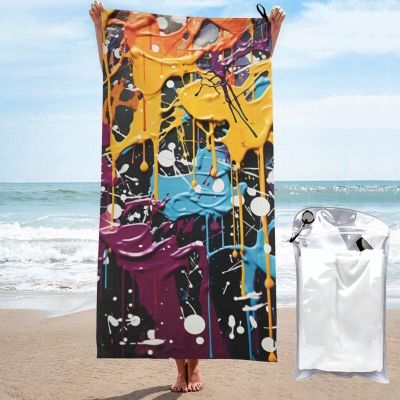 BTCOWZRV Beach Towel Microfiber Sand Free Towels Absorbent Quick Dry Beach Towels Oversized Beach Blanket Splatter Graffiti Bath Towels 27.5"X55" Travel Towel for Women Men Camping Swim