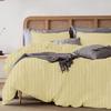 3Pcs 100% Egyptian Cotton Duvet Cover Set 1000 TC Soft Smooth Hotel Luxury Bedding Duvet Cover with Zipper Closure and Corner Ties Super King Plus Size (120" x 120") Inch, Ivory Stripe view 4