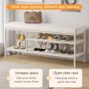 GUAWJRZDP 2-tier Shoe Bench, Shoe Rack Bench, Shoe Storage Bench, with Leather Cushion, Entryway Bench Metal Frame, with Anti-slip Mats, for Entryway Living Room, Balcony, Hallway(Color:Off-white+gold view 3