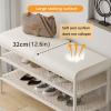 GUAWJRZDP 2-tier Shoe Bench, Shoe Rack Bench, Shoe Storage Bench, with Leather Cushion, Entryway Bench Metal Frame, with Anti-slip Mats, for Entryway Living Room, Balcony, Hallway(Color:Off-white+gold view 4