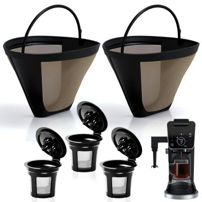 Reusable Coffee Pods compatible with Ninja CFP301Coffee Maker-Only Fits 3-Hole Needle Machines,3 Pack Reusable K Cups Pods and 2 Pack Reusable Filter Not for Ninja CFP101 PB051
