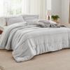 Bedsure Queen Comforter Set - 4 Pieces Pinch Pleat Bed Set, Light Grey Boho Bedding for All Season, 1 Soft Comforter, 2 Pillowcases, 1 Decorative Pillow view 1