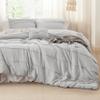 Bedsure Queen Comforter Set - 4 Pieces Pinch Pleat Bed Set, Light Grey Boho Bedding for All Season, 1 Soft Comforter, 2 Pillowcases, 1 Decorative Pillow view 2