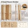 Aleesing 4 Panel Pegboard Display with 16 Hooks, Wooden Pegboard Room Divider Wall with Shelf, Partition Room Dividers and Folding Privacy Screens, Bedroom, Jewelry Store, Natural view 2