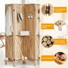 Aleesing 4 Panel Pegboard Display with 16 Hooks, Wooden Pegboard Room Divider Wall with Shelf, Partition Room Dividers and Folding Privacy Screens, Bedroom, Jewelry Store, Natural view 3