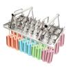 Stainless Steel Ice Cream Molds, Commercial Ice Pop Molds 30PCS Metal Ice Lolly Mold Ice Cream Maker Mold Stick Holder with Lid Single Cup Capacity 85g-Round Head Double Slot view 2