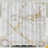 EMMTEEY Gold White Marble Shower Curtain,Abstract Fabric Shower Curtain for Bathroom,Modern Ink Art Decor Waterproof Curtains Set with Hooks,72X72 Bathroom Accessory view 2