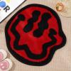 ELDONE Trippy Happy Face Bath Mat - Red Non-Slip, Cute Fun Trendy Rug for Bedroom Bathroom view 1