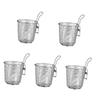 2pcs Hot Pot Colander Metal Spoons Stainless Steel Hooks Asian Noodles Spider Strainer Pasta Boiling Basket Pasta Strainer with Handle Spoon Strainer Noodle Colander Mesh Basket(Color:Silverx5pcs,Size view 1