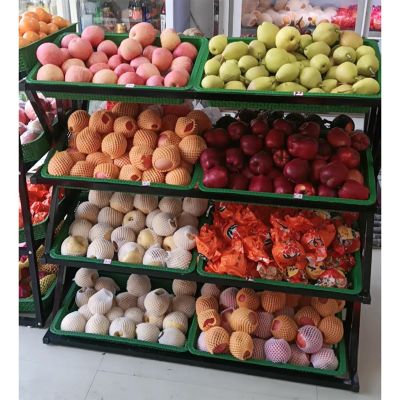 4 Layer Kitchen Fruit Vegetable Storage Organizer, Supermarket Snack Basket Shelf for Chip Bag/ Beverages/ Breads, Large Capacity Retail Grocery Store Display Rack Freestanding(Color:Green,Size:4tier-