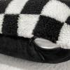 AmHoo Pack of 2 Decorative Throw Pillow Covers Checkerboard Luxury Super Soft Faux Fur Wool Set Case Cushion for Couch Sofa Bedroom 22 x 22-Inch Black view 2